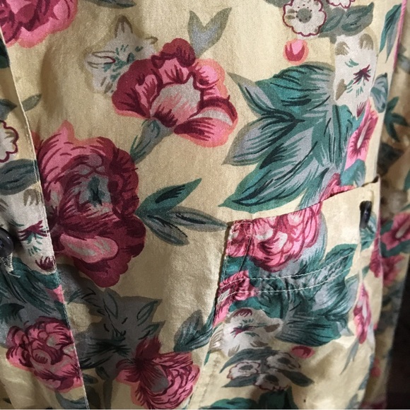 Vintage 100% Silk Floral Edwardian print long sleeved blouse - Picture 3 of 7